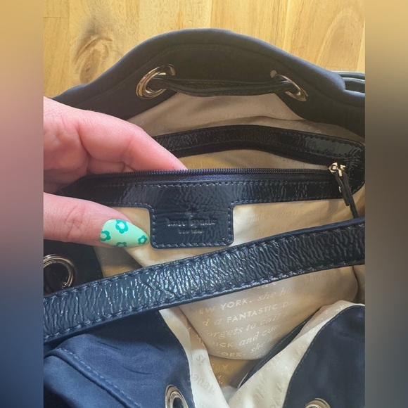 KATE SPADE Dark Navy Blue Nylon Drawstring Bucket Bag - Picture 5 of 11